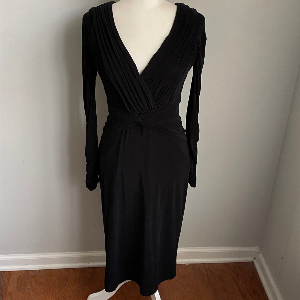 Tadashi Collection Black Ruched Long Sleeve Dress Size Small